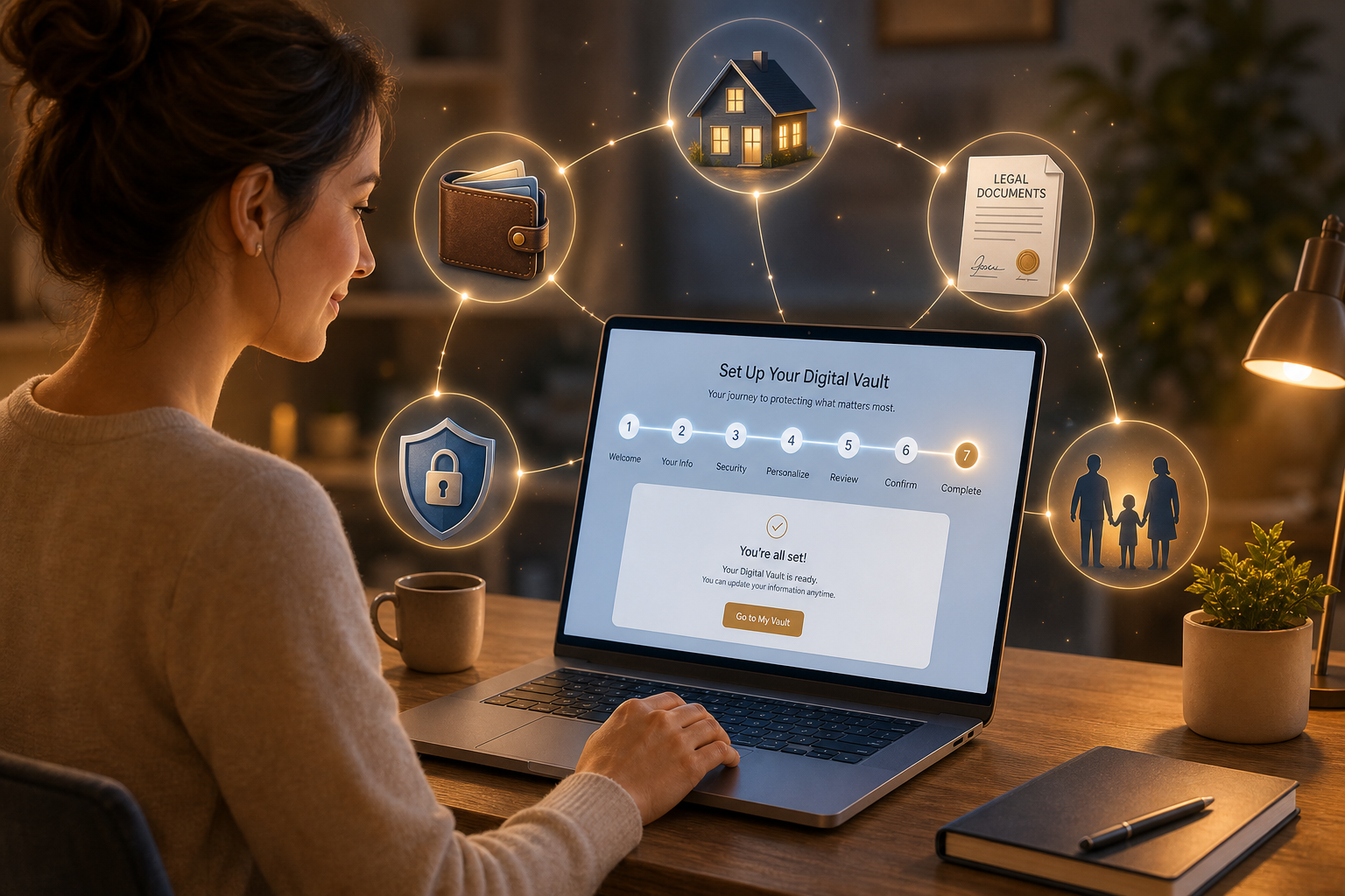 Digital vault setup completed on laptop